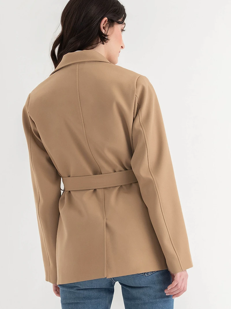 Short Double Breasted Trench Coat Navy