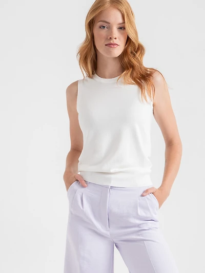 Sleeveless Layering Sweater Tank Blanc de