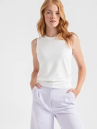 Sleeveless Layering Sweater Tank Blanc de