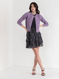 Mini Chiffon Ruffle Skirt Black Floral