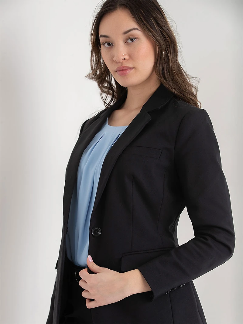 Single Button Cotton Sateen Blazer