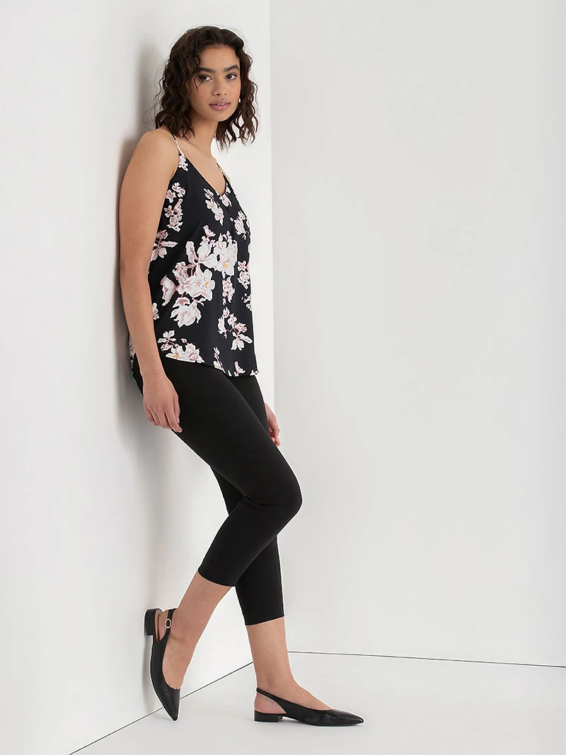 Sadie Strappy V-Neck Tank with Buttons Pink Artisan Floral