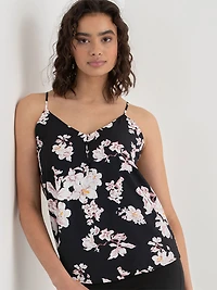 Sadie Strappy V-Neck Tank with Buttons Pink Artisan Floral