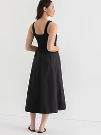 Sleeveless Mix Media Midi Dress Yellow Cream