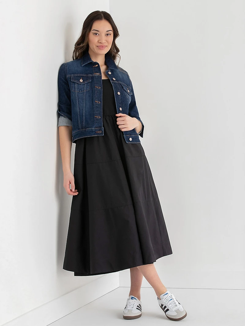 Sleeveless Mix Media Midi Dress Yellow Cream