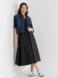 Sleeveless Mix Media Midi Dress Yellow Cream