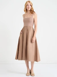 Sleeveless Mix Media Midi Dress Sinopia Fresco