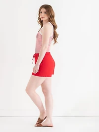 Ribbed Scoop Neck Tank Red/White Stripe