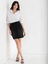 Denim Pencil Skirt Black