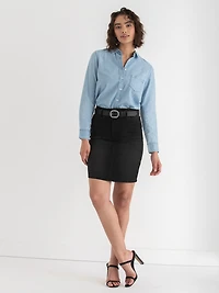 Denim Pencil Skirt Black