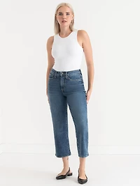 Lucy Straight Leg Cropped Jeans Mid Wash
