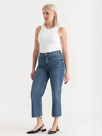 Lucy Straight Leg Cropped Jeans Mid Wash
