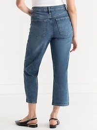 Lucy Straight Leg Cropped Jeans Mid Wash