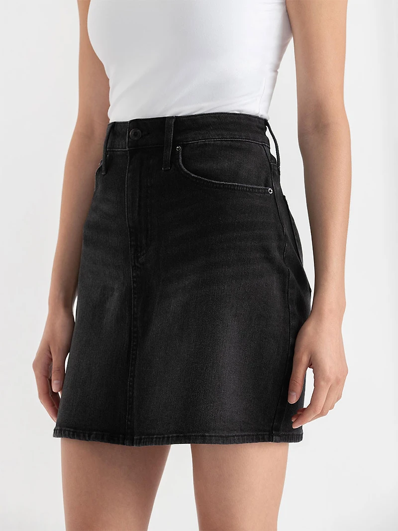 Denim Mini Skirt Washed Black