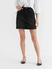 Denim Mini Skirt Washed Black
