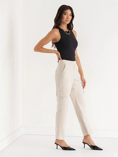 Straight Leg Cargo Pants Oatmeal