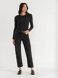 Sloane Straight Ankle Jeans Washed Black