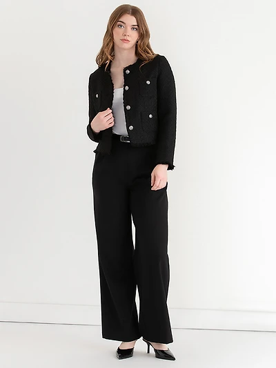 Cropped Boucle Jacket Black