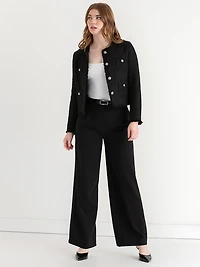 Cropped Boucle Jacket Black