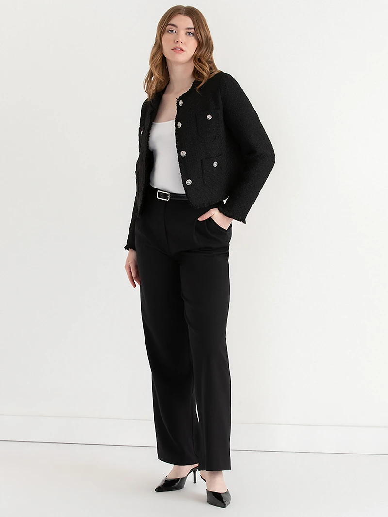 Cropped Boucle Jacket Black
