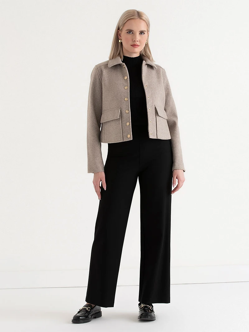 Cropped Felt Jacket Oatmeal