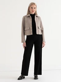 Cropped Felt Jacket Oatmeal
