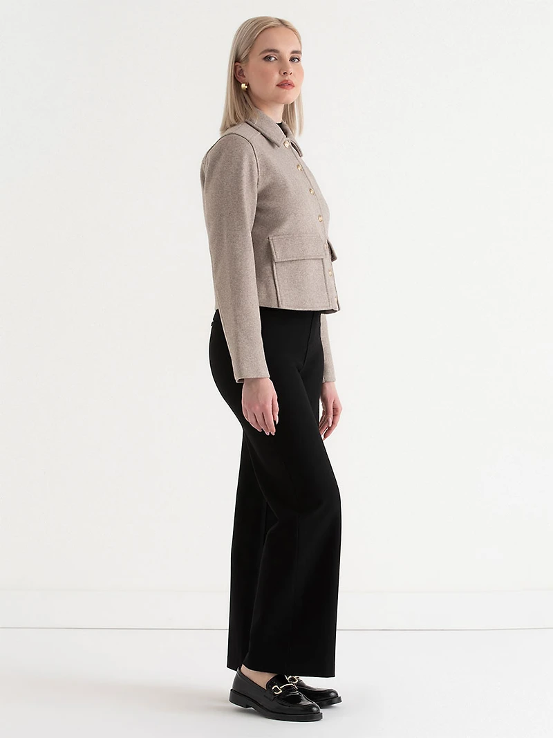 Cropped Felt Jacket Oatmeal