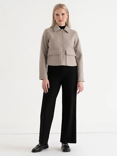 Cropped Felt Jacket Oatmeal