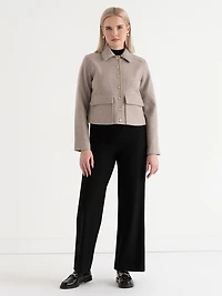 Cropped Felt Jacket Oatmeal