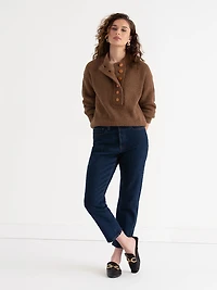 Shaker Stitch Henley Sweater Toasted Coconut