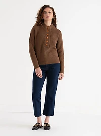 Shaker Stitch Henley Sweater Toasted Coconut