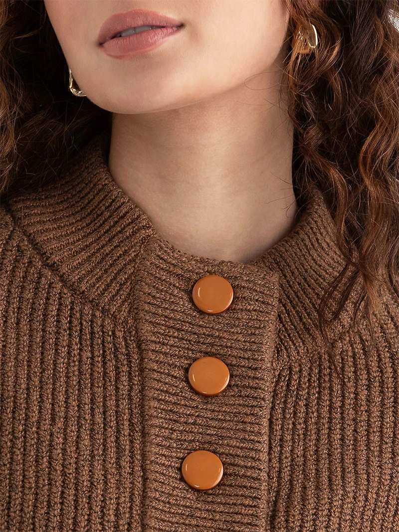 Shaker Stitch Henley Sweater Toasted Coconut