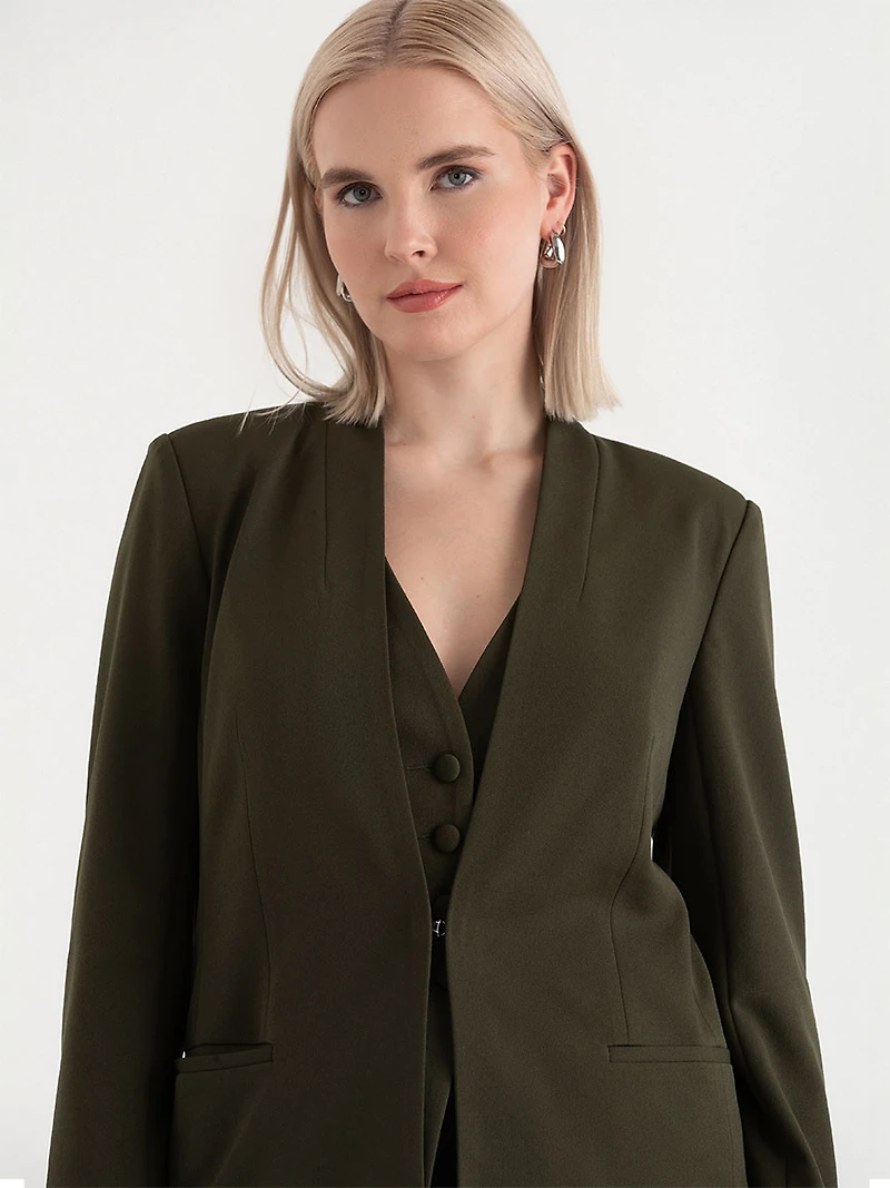 Brighton Lapelless Blazer Forest Night