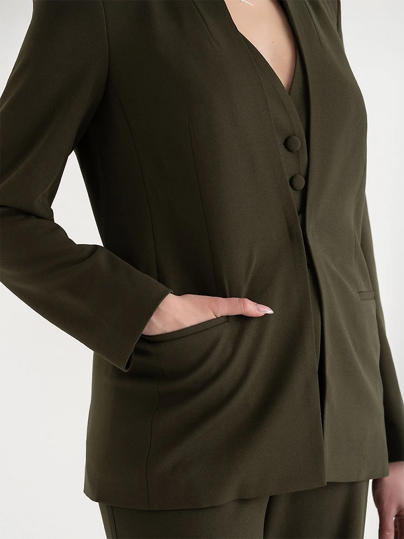 Brighton Lapelless Blazer Forest Night