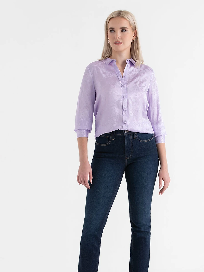 Long Sleeved Viscose Blouse Pastel Lilac