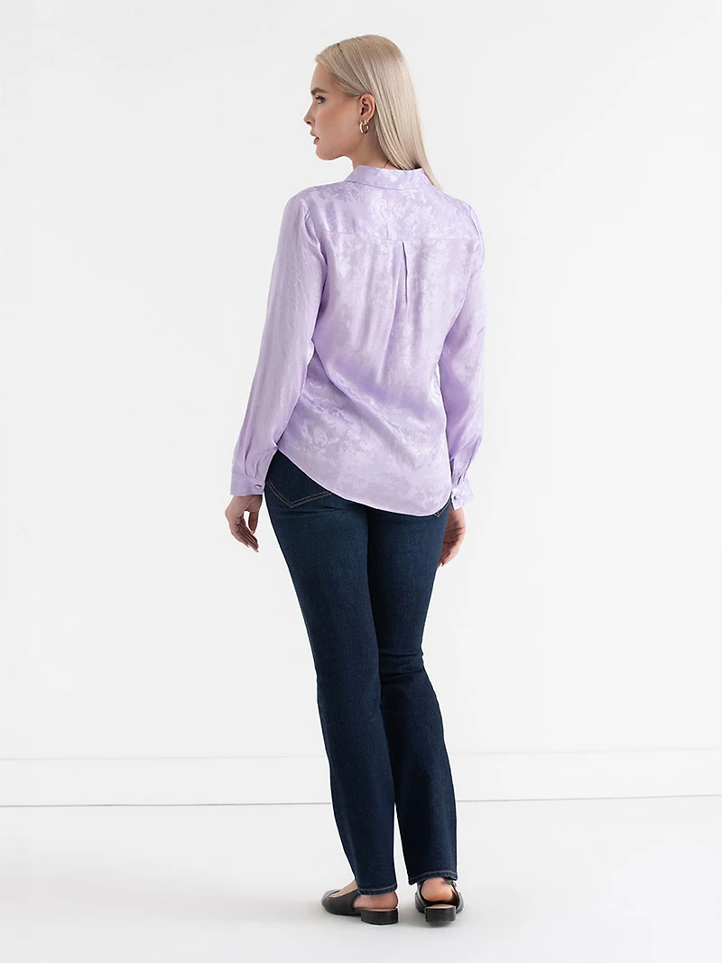 Long Sleeved Viscose Blouse Pastel Lilac