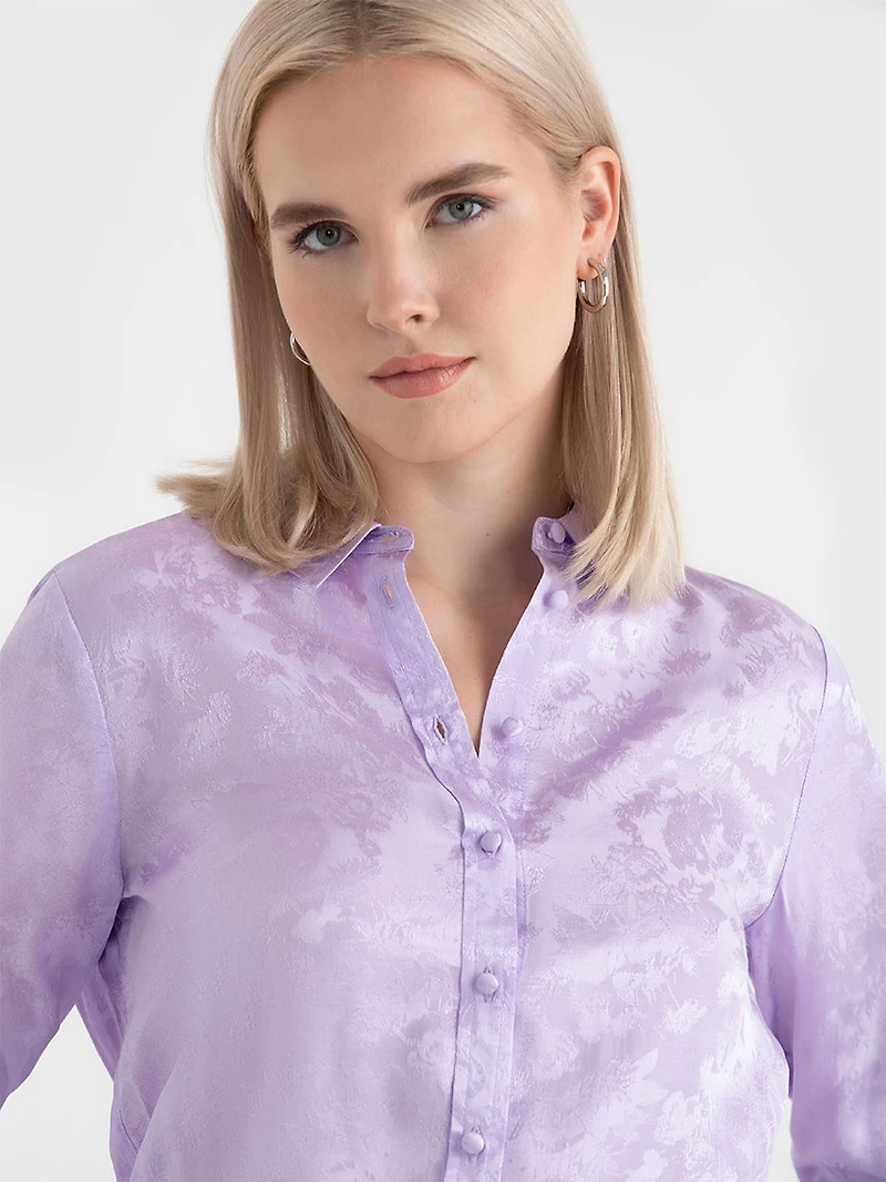 Long Sleeved Viscose Blouse Pastel Lilac