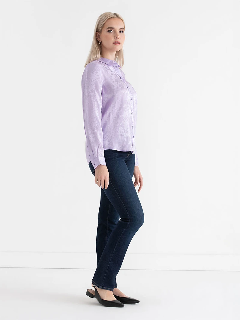 Long Sleeved Viscose Blouse Pastel Lilac