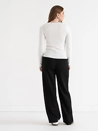 Crew Neck Rib Sweater Blanc de