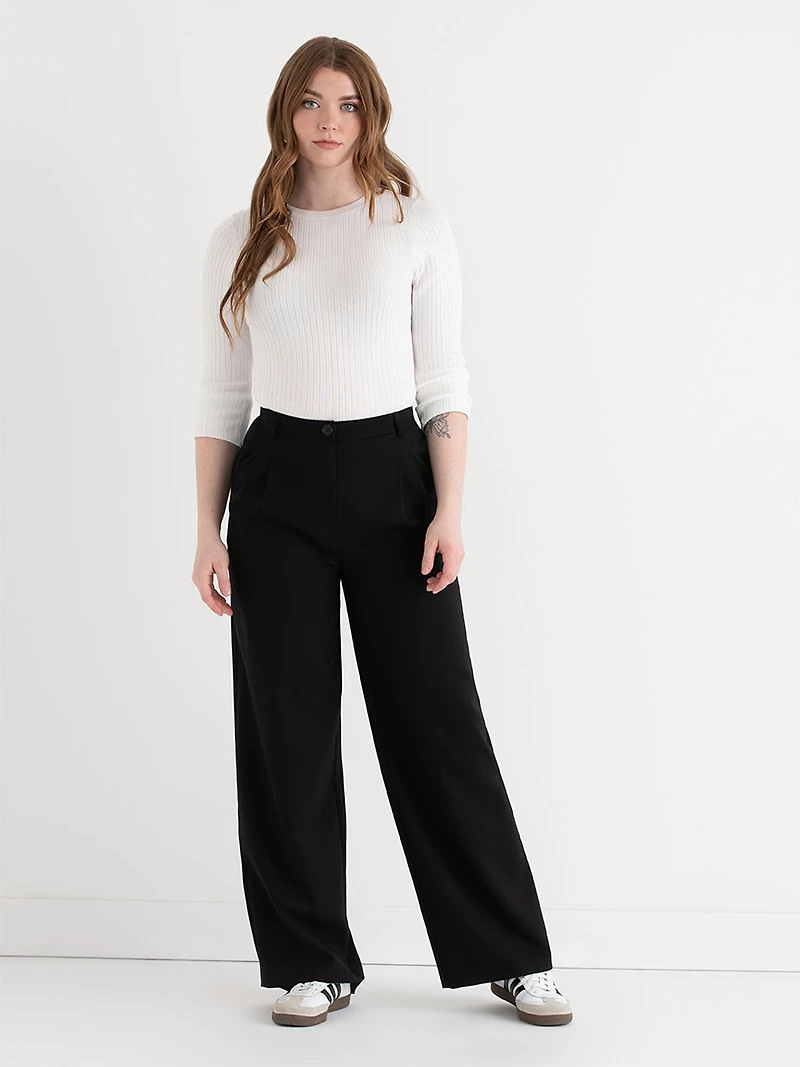 Crew Neck Rib Sweater Blanc de