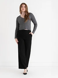 V-Neck Rib Cardigan Heather Grey Medium