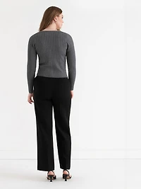 V-Neck Rib Cardigan Heather Grey Medium