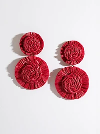 Raffia Earrings in Red