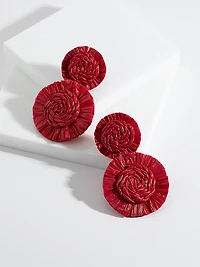 Raffia Earrings in Red