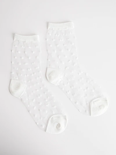 Sheer Dotted Socks in White