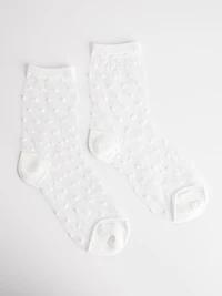 Sheer Dotted Socks in White