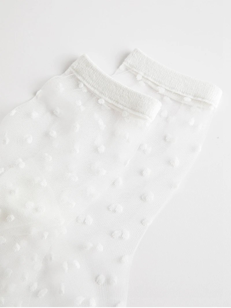 Sheer Dotted Socks in White
