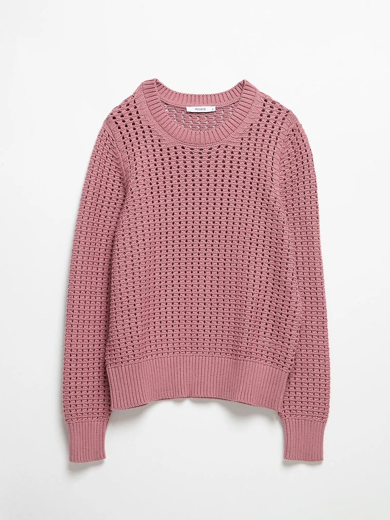 Long Sleeve Crochet Sweater Lilas