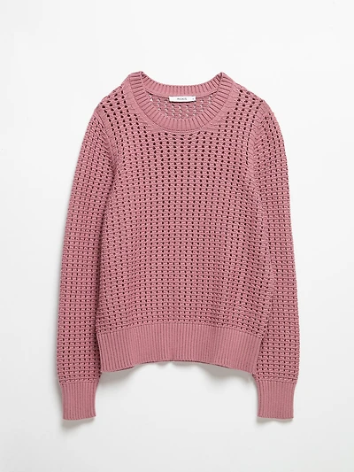 Long Sleeve Crochet Sweater  Lilas