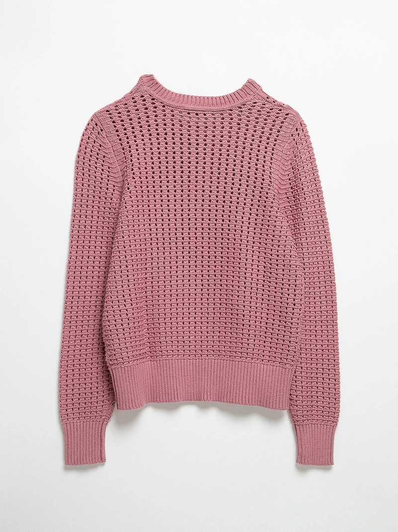 Long Sleeve Crochet Sweater Lilas
